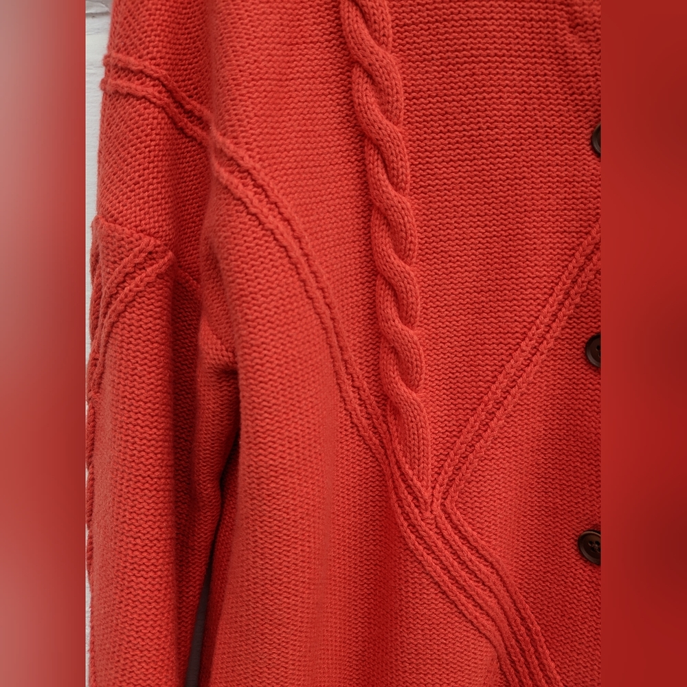 Cabi Bright Orange Cabled Cardigan Sweater Women's Medium